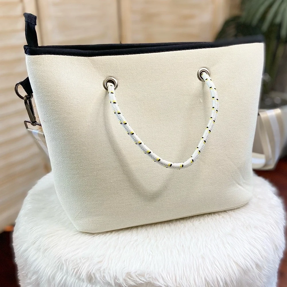 Ivory Canvas Shoulder Bag - Picture 3 of 8